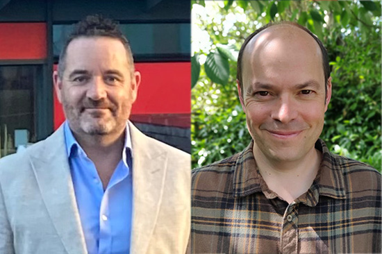 Yr Athro Andrew James Davies a'r Athro Mike Gravenor. 