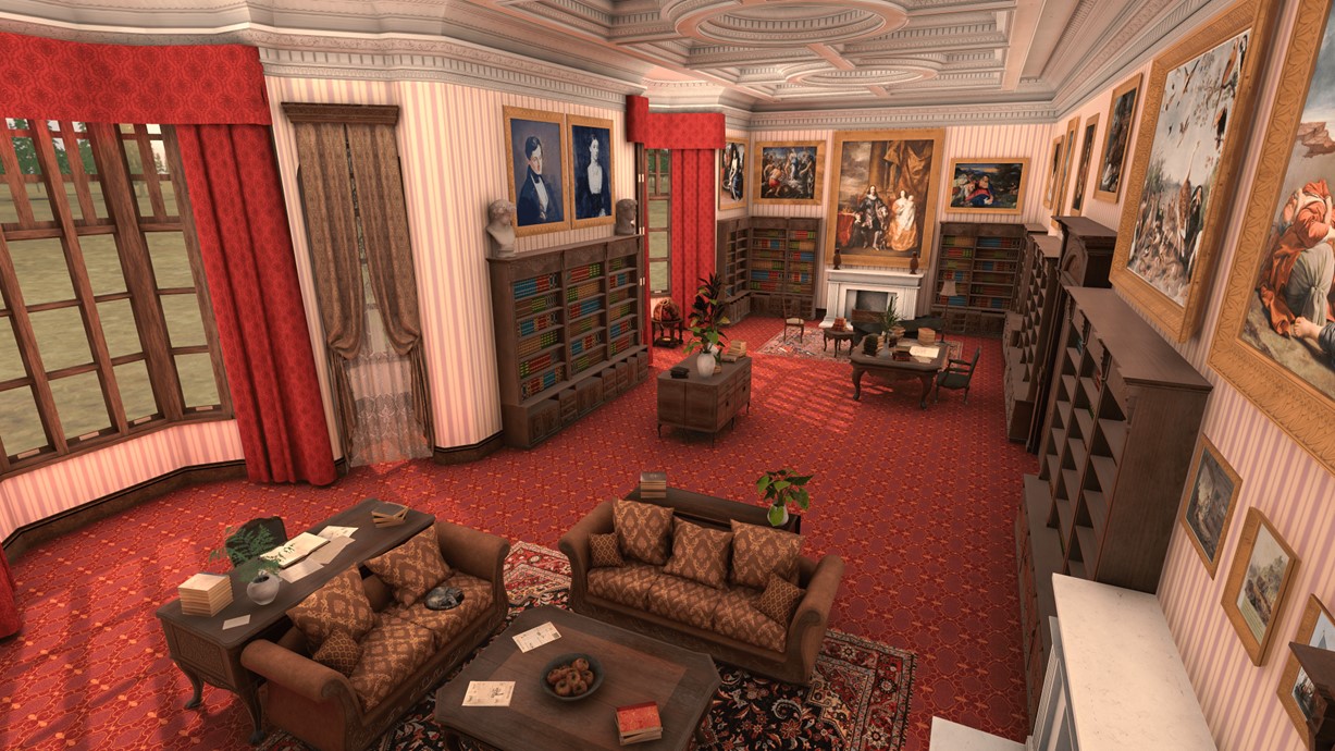An AR reimagining of what Margam Castle’s library looked like in the Victorian era. Credit: Zubr