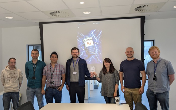 From left to right: Dr Darren Ould, Dr Marcin Orzech, Dr Sajad Kiani, and Dr Ashley Willow of Swansea University, alongside Dr Emma Freeman, Dr Brent De Boode, and Dr Dan Jones from Batri Ltd — key members of the collaborative team driving the innovative StamiNa project forward.